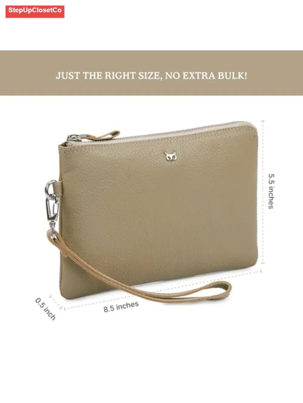 Genuine Top Grain Leather Wristlet Wallet with Cell Phone Slot